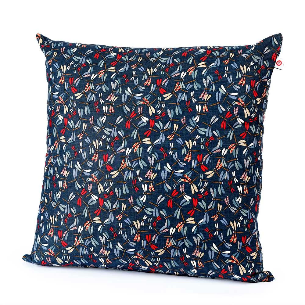 Kép 1/2 - Hatalmas, japán ülőpárna (zabuton), szitakötő-mintával (55 cm x 55 cm)