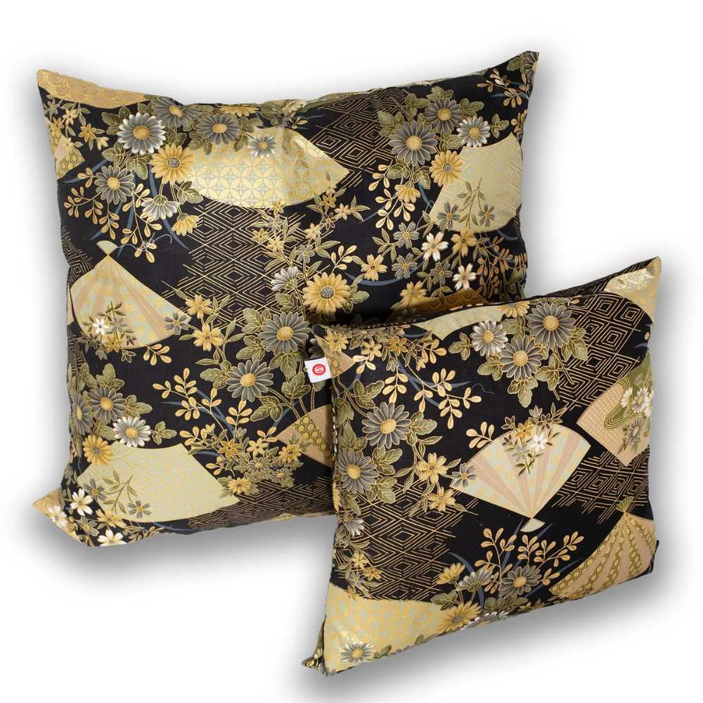 Kép 3/3 - Hatalmas, japán ülőpárna (zabuton), legyező-mintával (55 cm x 55 cm)